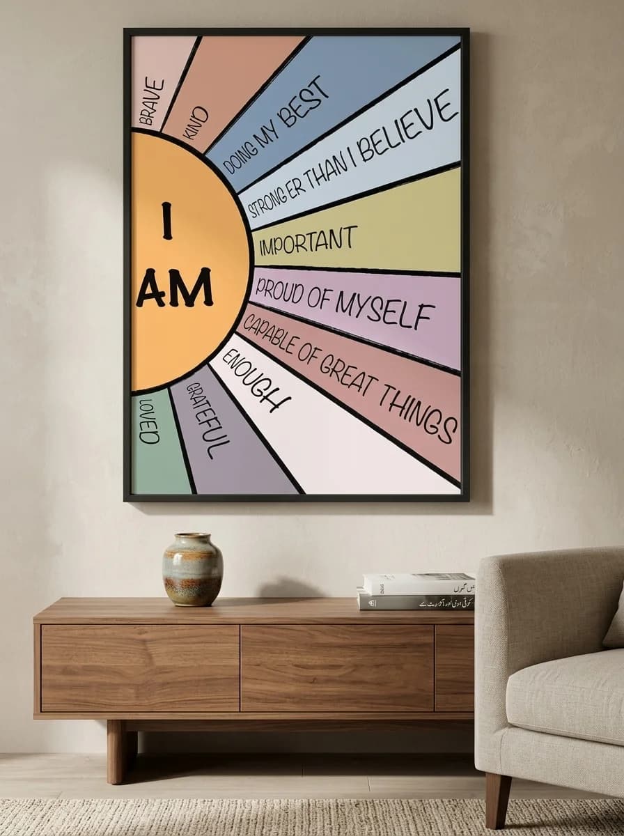 I Am — Affirmation Sunburst Canvas Wall Art