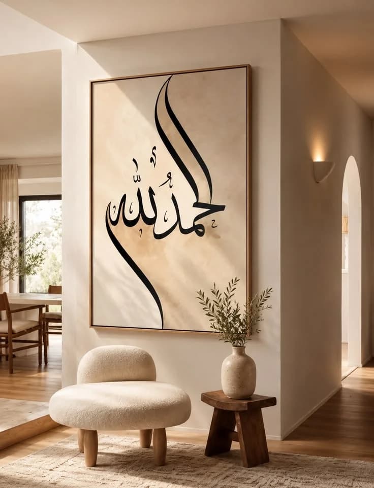 Alhamdulillah (الْحَمْدُ لِلَّهِ) - Minimalist Islamic Calligraphy Canvas Wall Art