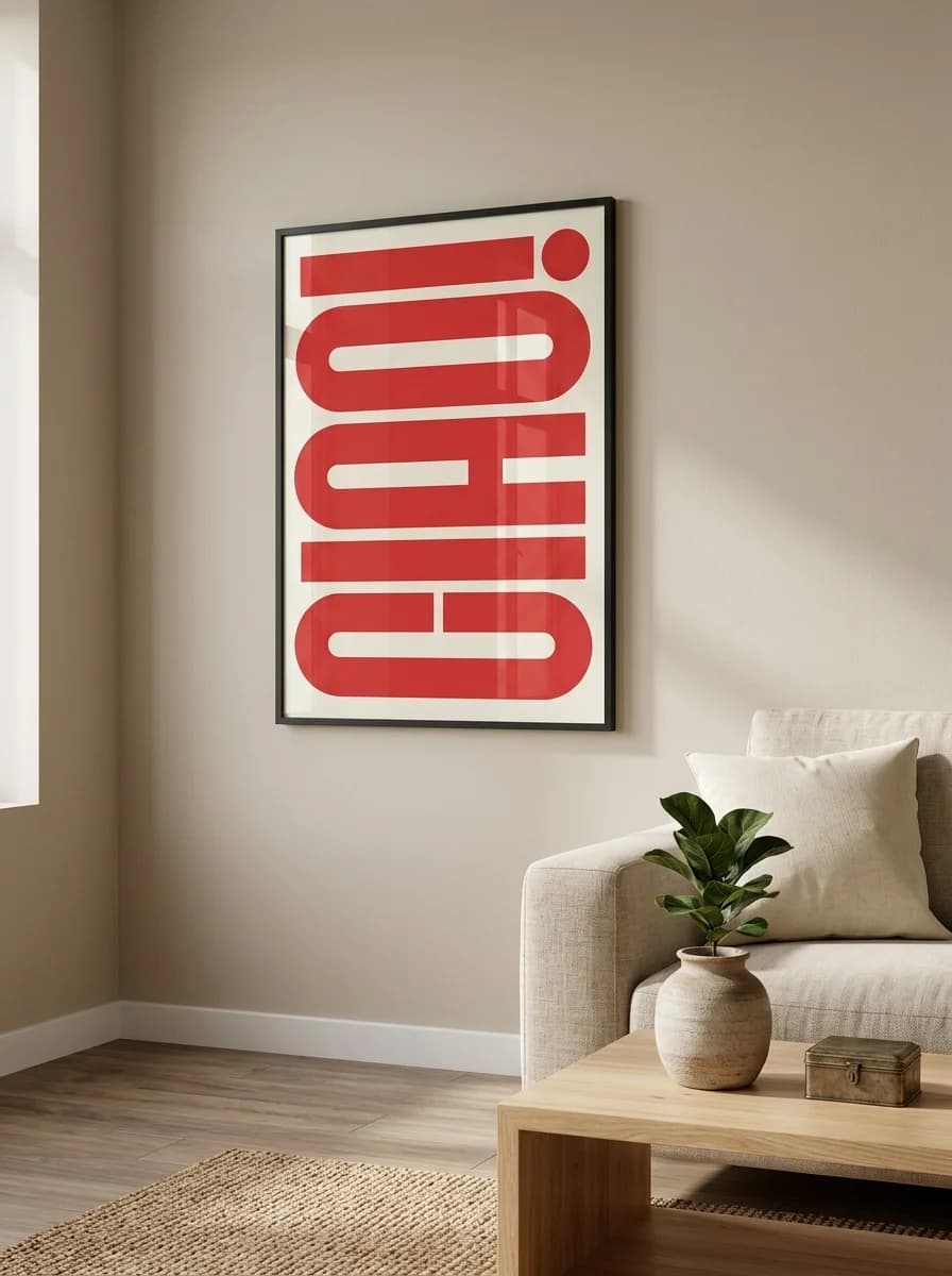 Ciao! — Bold Red Typography Canvas Wall Art