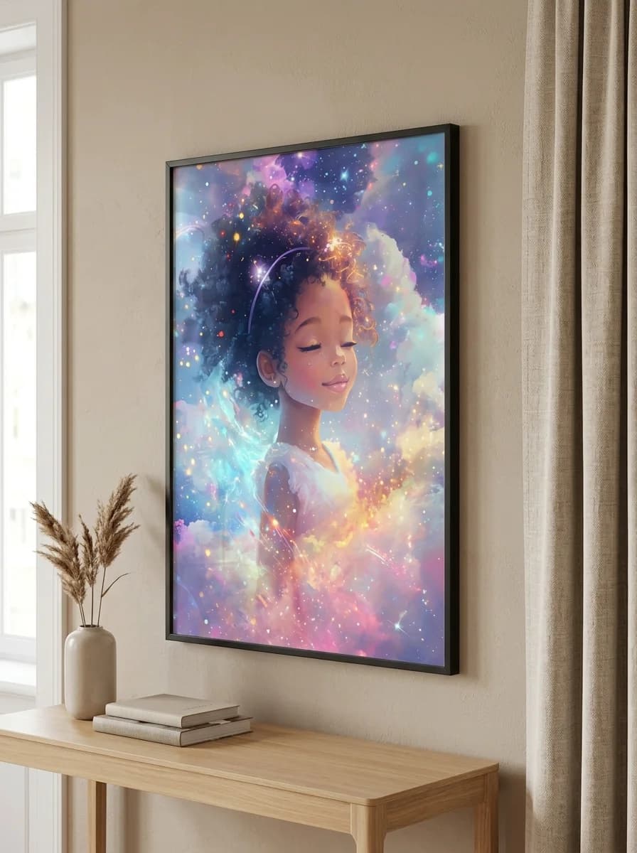 Stardust Dreams — Cosmic Girl Canvas Wall Art