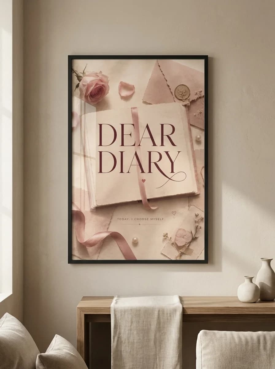 Dear Diary — Blush Journal Canvas Wall Art
