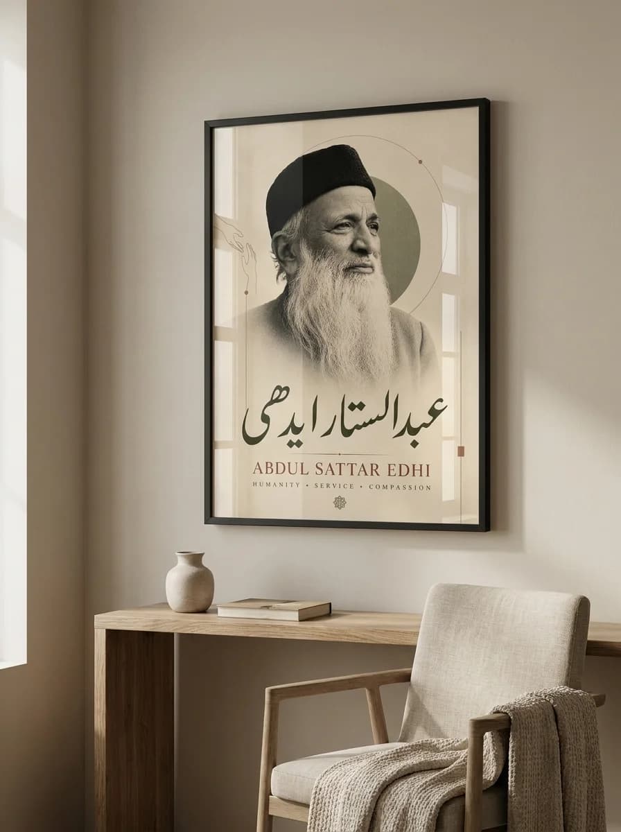 Abdul Sattar Edhi — Humanity, Service, Compassion Canvas Wall Art