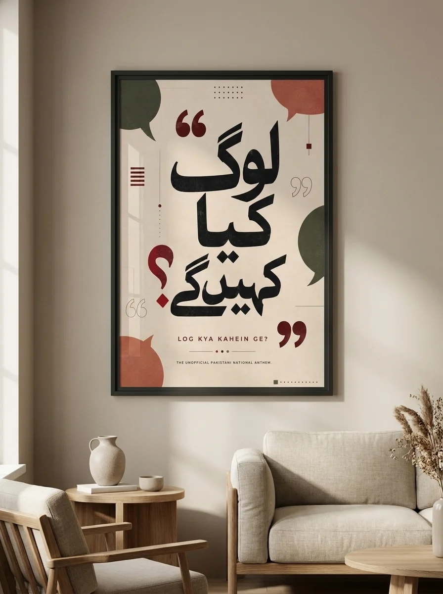 Log Kya Kahein Ge? (لوگ کیا کہیں گے؟) — Urdu Type Canvas Wall Art
