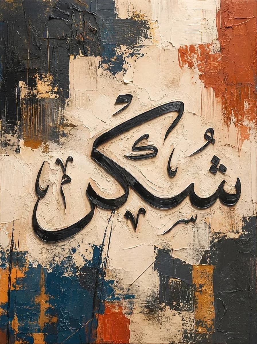 Shukr (شُكْر) Plain design flat art print with high-res impasto oil texture