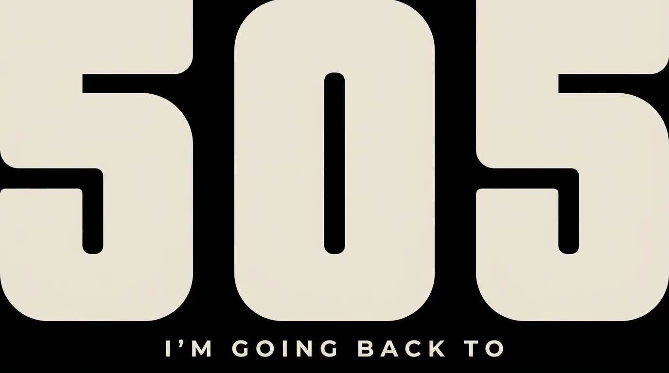 Large condensed 505 numerals in bone on black with a small caption above