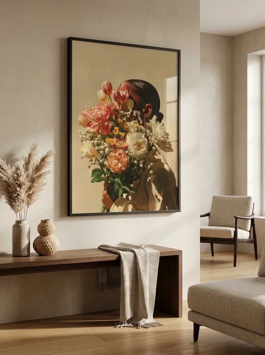 Held in Bloom — Bouquet Portrait Canvas Wall Art