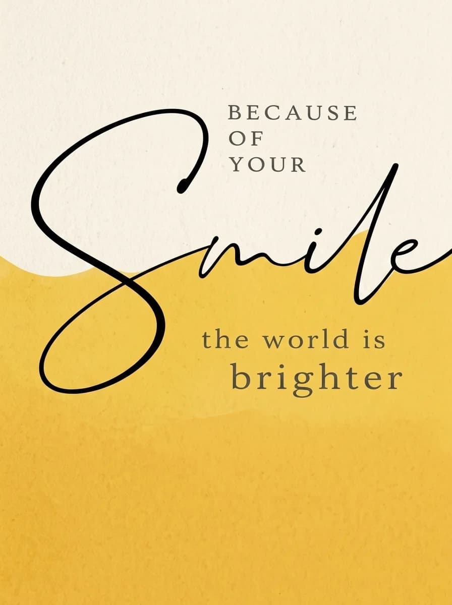 Calligraphic script reading Smile across a yellow and cream ground