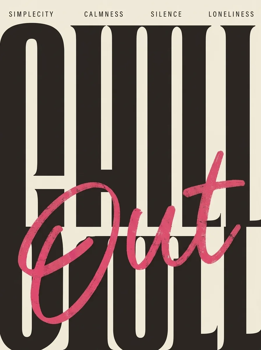 Condensed black Chill lettering crossed by a hot pink brush script reading Out