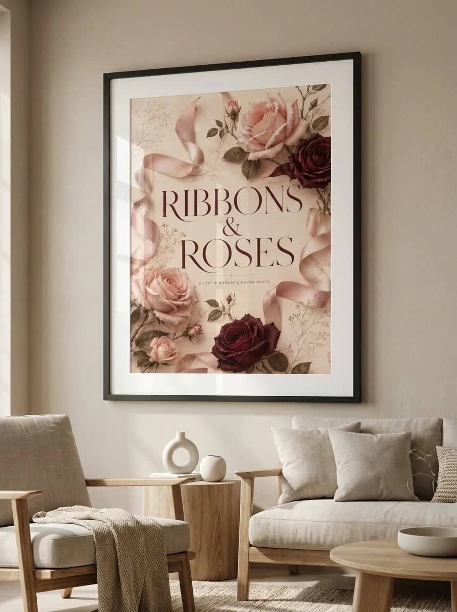 Ribbons & Roses — Vintage Bloom Canvas Wall Art