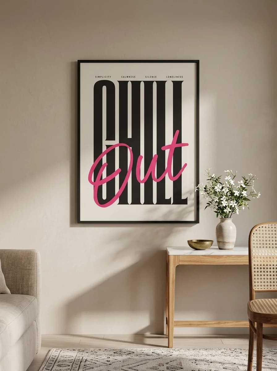 Chill Out — Condensed Type and Script Canvas Wall Art