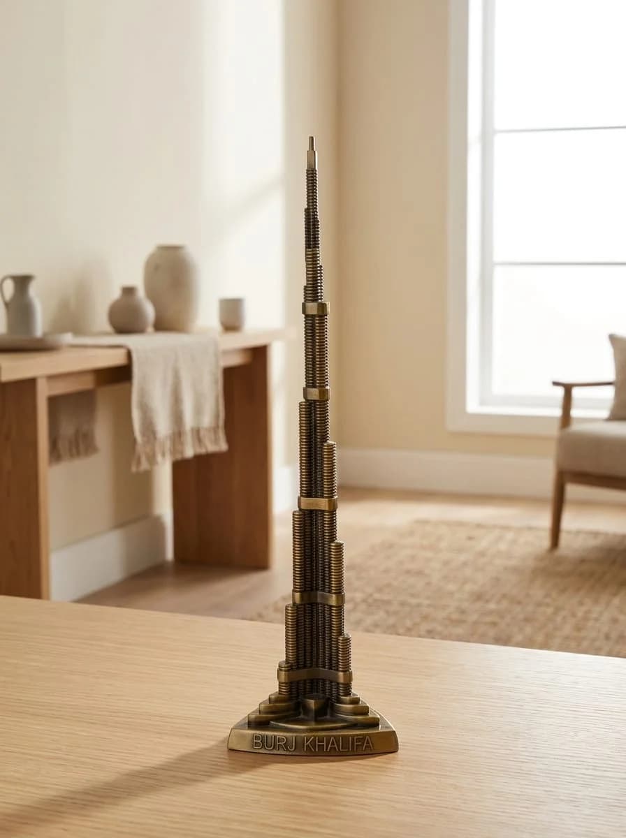 Burj Khalifa Antique Bronze Architectural Metal Souvenir Landmark