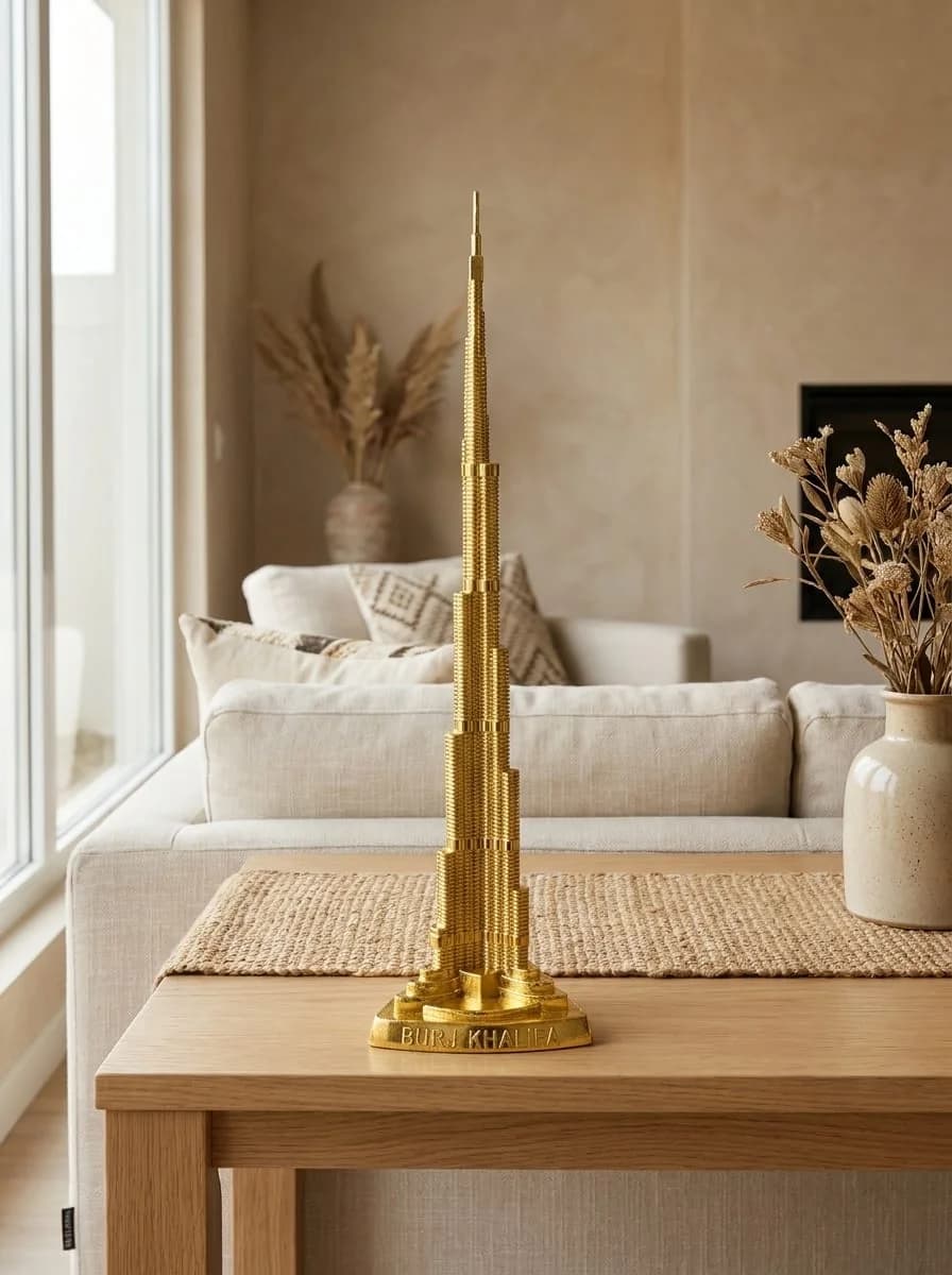 Burj Khalifa Luxury Gold Metallic Architectural Model Landmark
