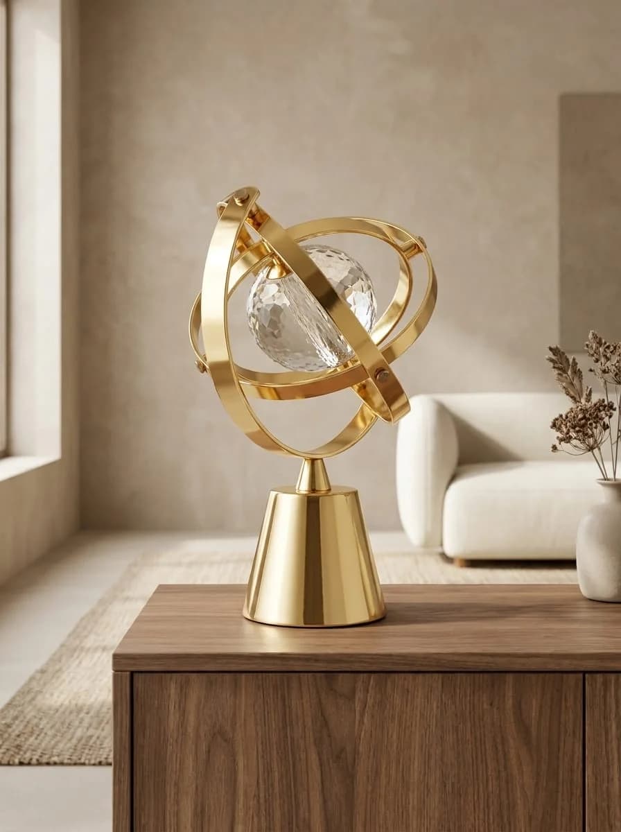 Gold Armillary Sphere Gyroscope Crystal Ornament