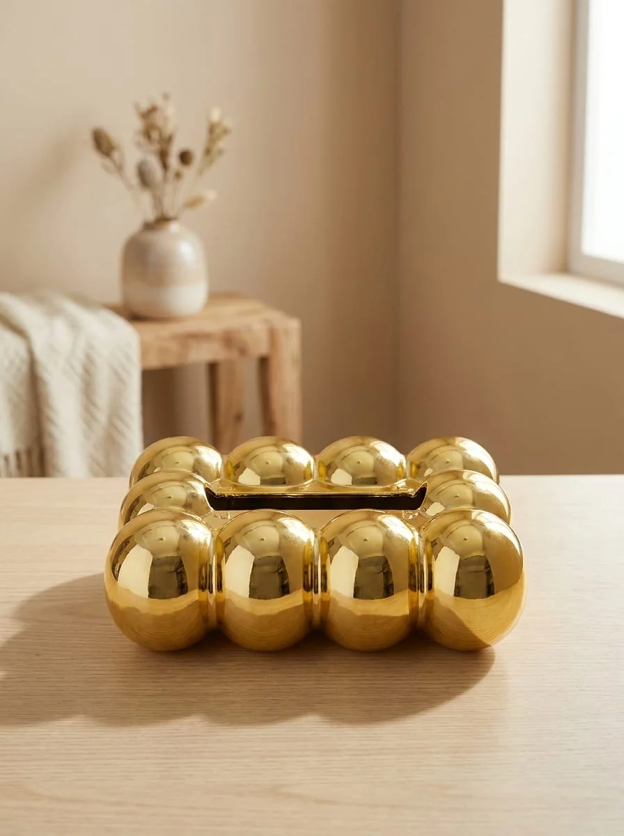 Luxury Mirror Electroplated Gold Bubble Cloud Tissue Dispenser
