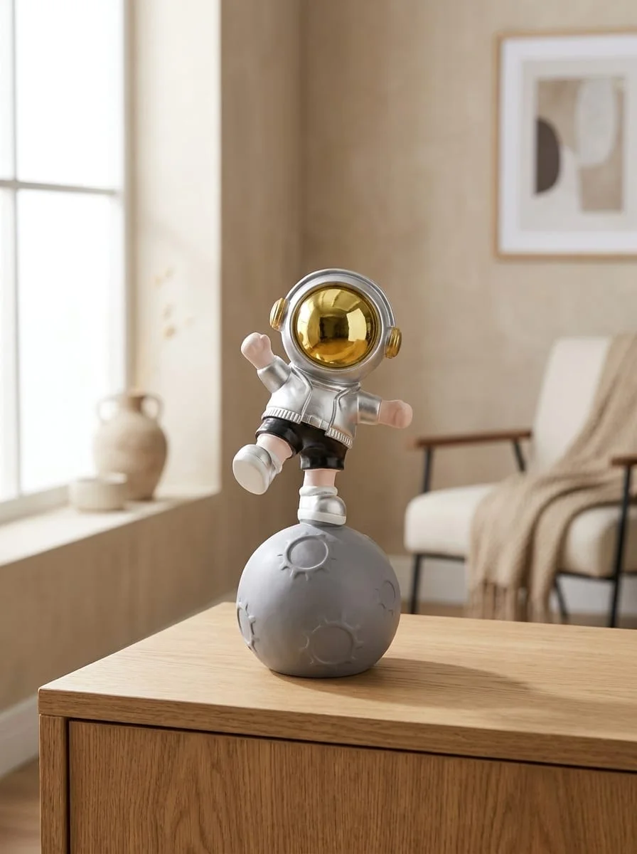 Space Astronaut on Moon Desk Figurine